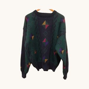 White Oak Sweater Mens 2X Vintage Abstract Cosby Coogie Style Hip 90s Grandpa